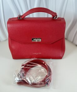 Lancaster Paris Red Saffiano Leather Satchel/Crossbody Bag