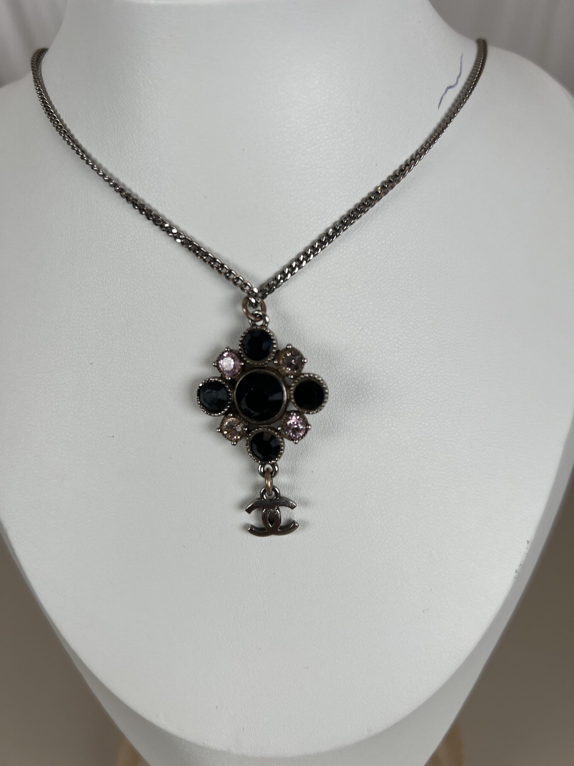 Chanel Multi-Crystal Pendant Necklace with CC Charm - Image 3