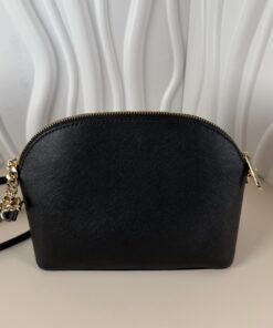 Alternative view of Michael Kors Black Leather Medium Dome Crossbody Bag, Gold-tone Hardware