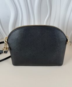 Michael Kors Black Leather Medium Dome Crossbody Bag, Gold-tone Hardware - Image 3