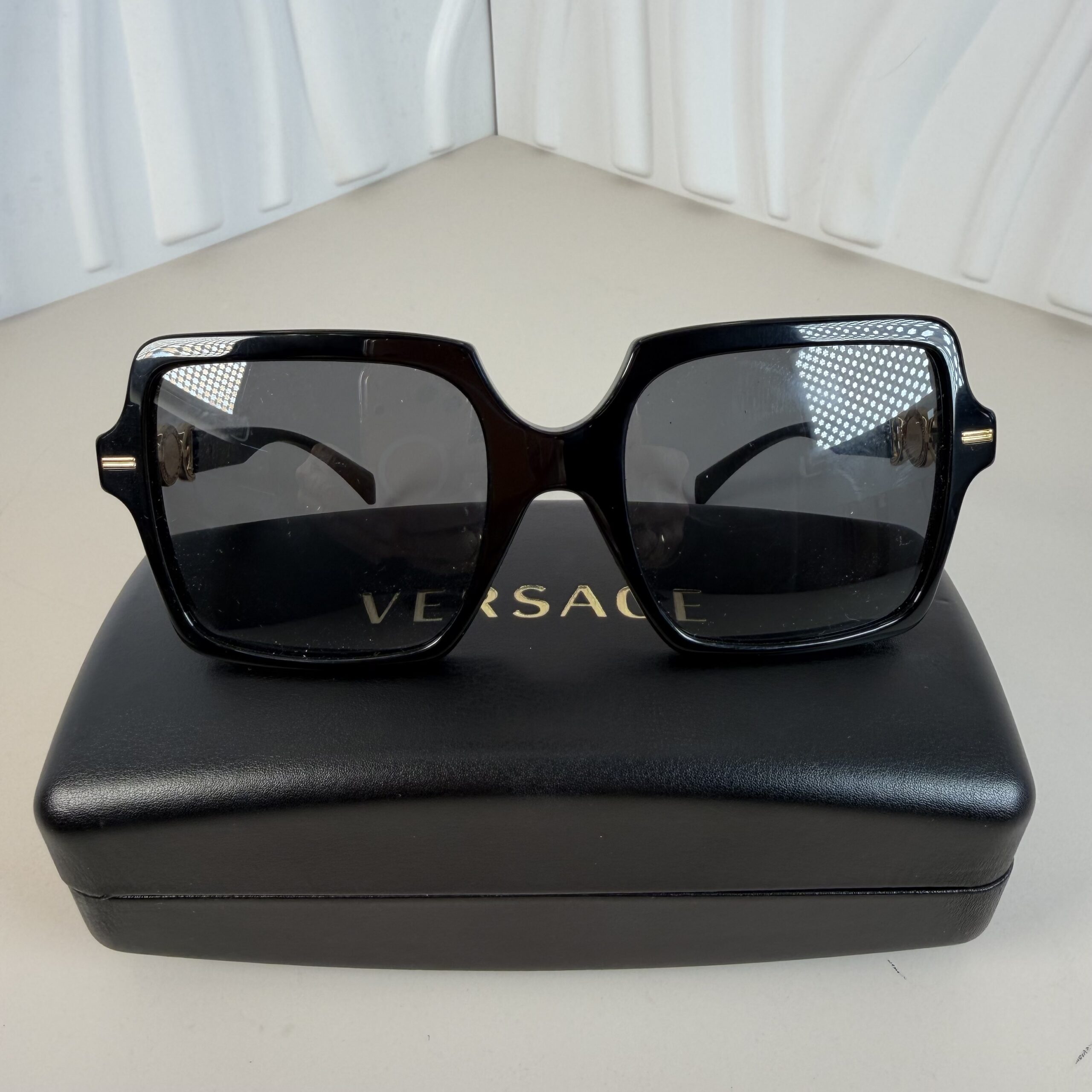 Versace VE4441 GB1/87 Black Oversized Square Sunglasses (Like New)