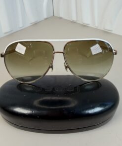 Gucci GG 1827/S Aviator Sunglasses | White & Gold Frame, Brown Gradient Lenses