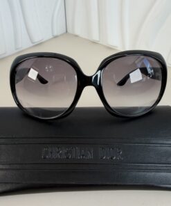 Christian Dior Glossy 1 Oversized Black Sunglasses w/ Case