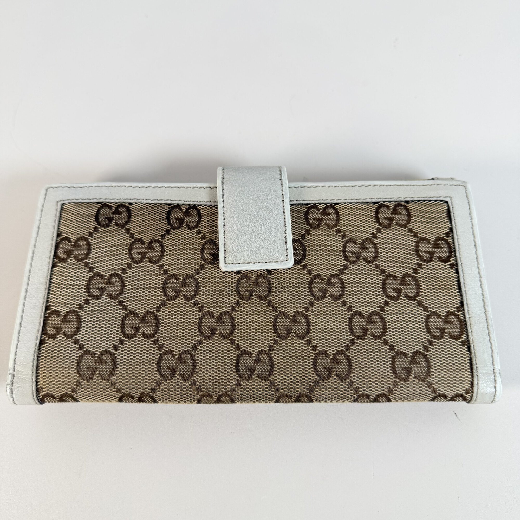 Gucci GG Canvas & White Leather Long Wallet with Interlocking G - Image 2