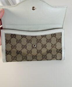 Gucci GG Canvas & White Leather Long Wallet with Interlocking G - Image 4