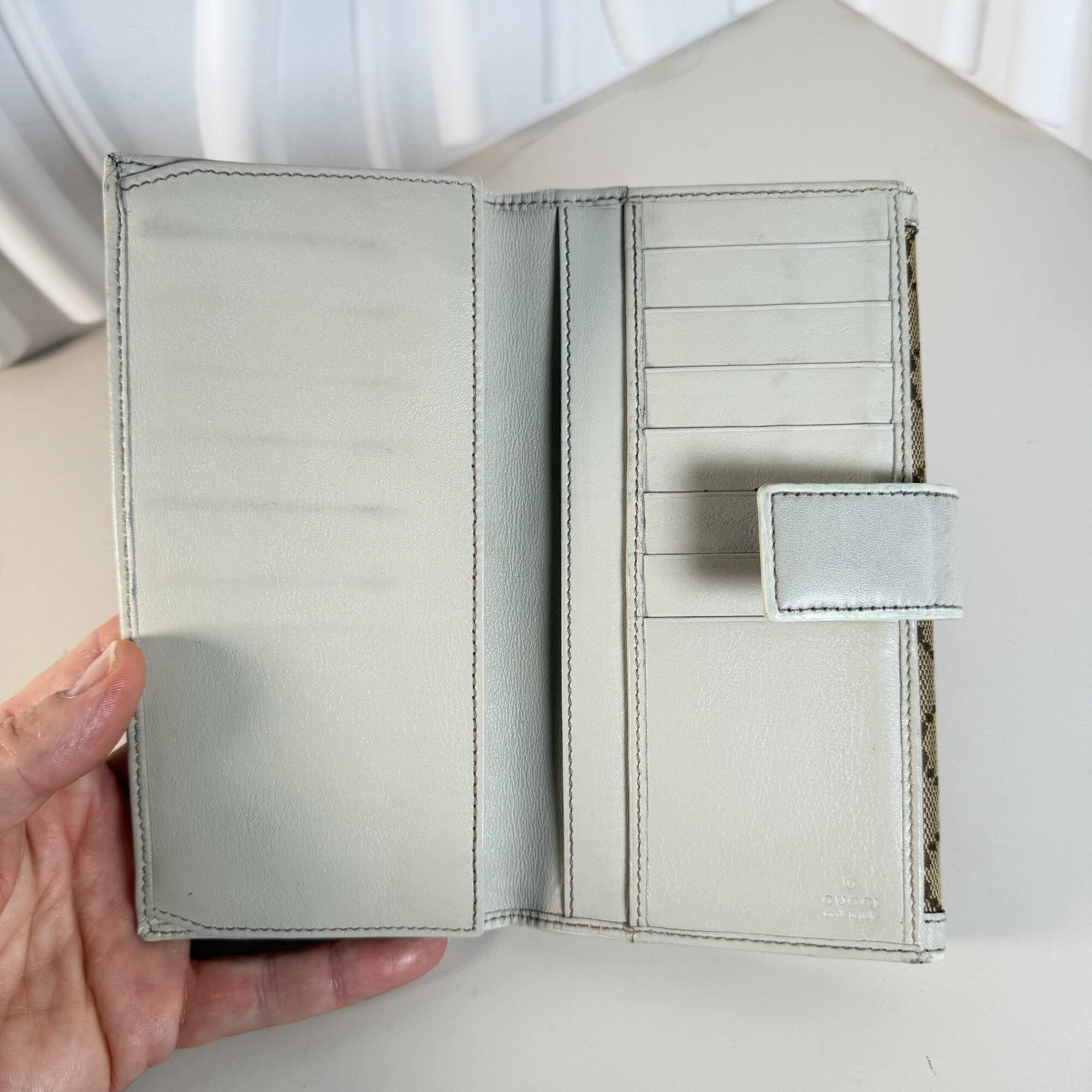 Gucci GG Canvas & White Leather Long Wallet with Interlocking G - Image 5