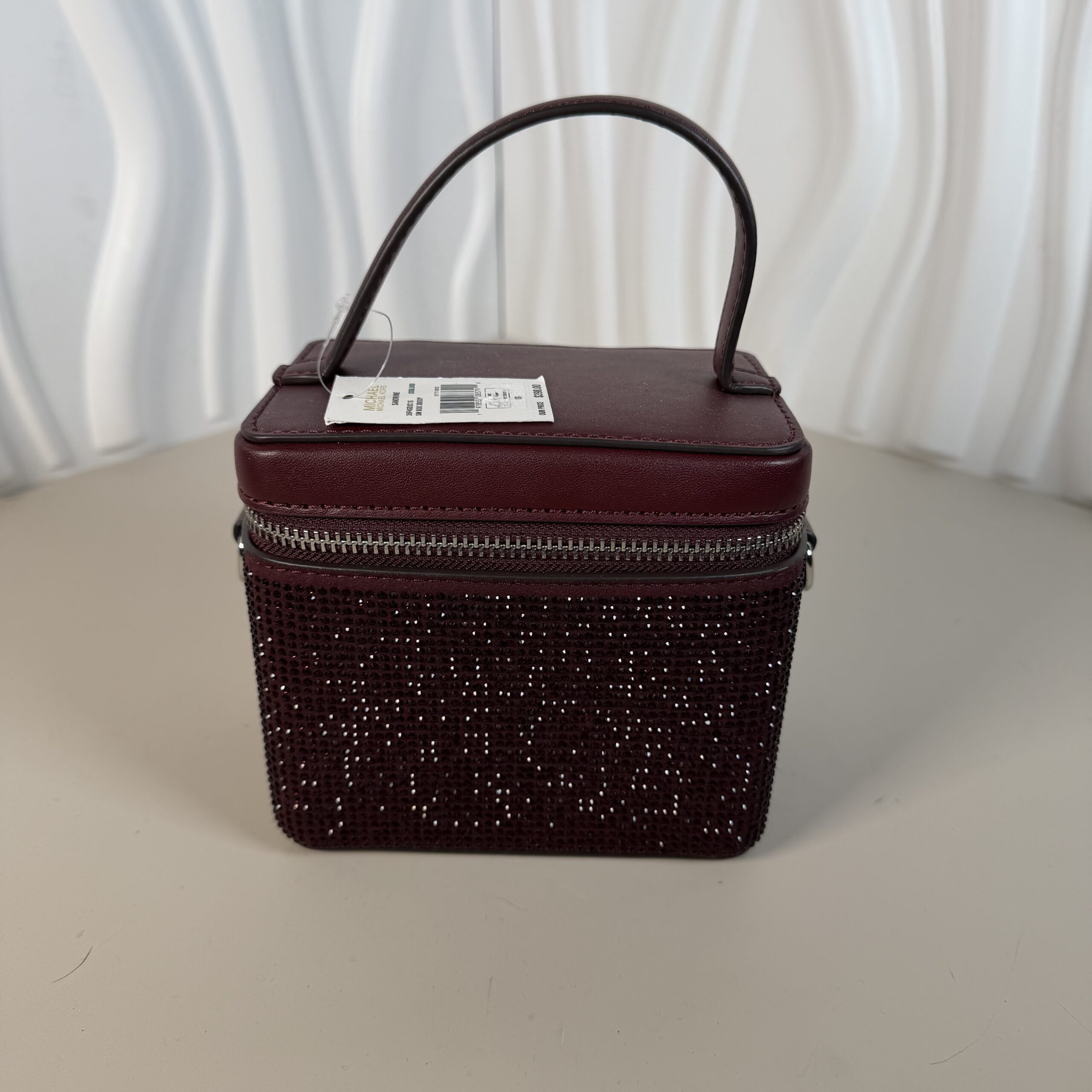 Michael Kors Sandrine Glitter Embellished Small Box Crossbody Bag (Oxblood/Burgundy) - Image 2