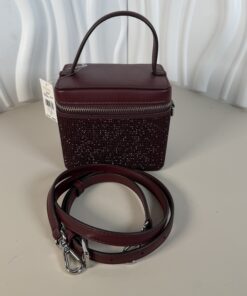Michael Kors Sandrine Glitter Embellished Small Box Crossbody Bag (Oxblood/Burgundy)