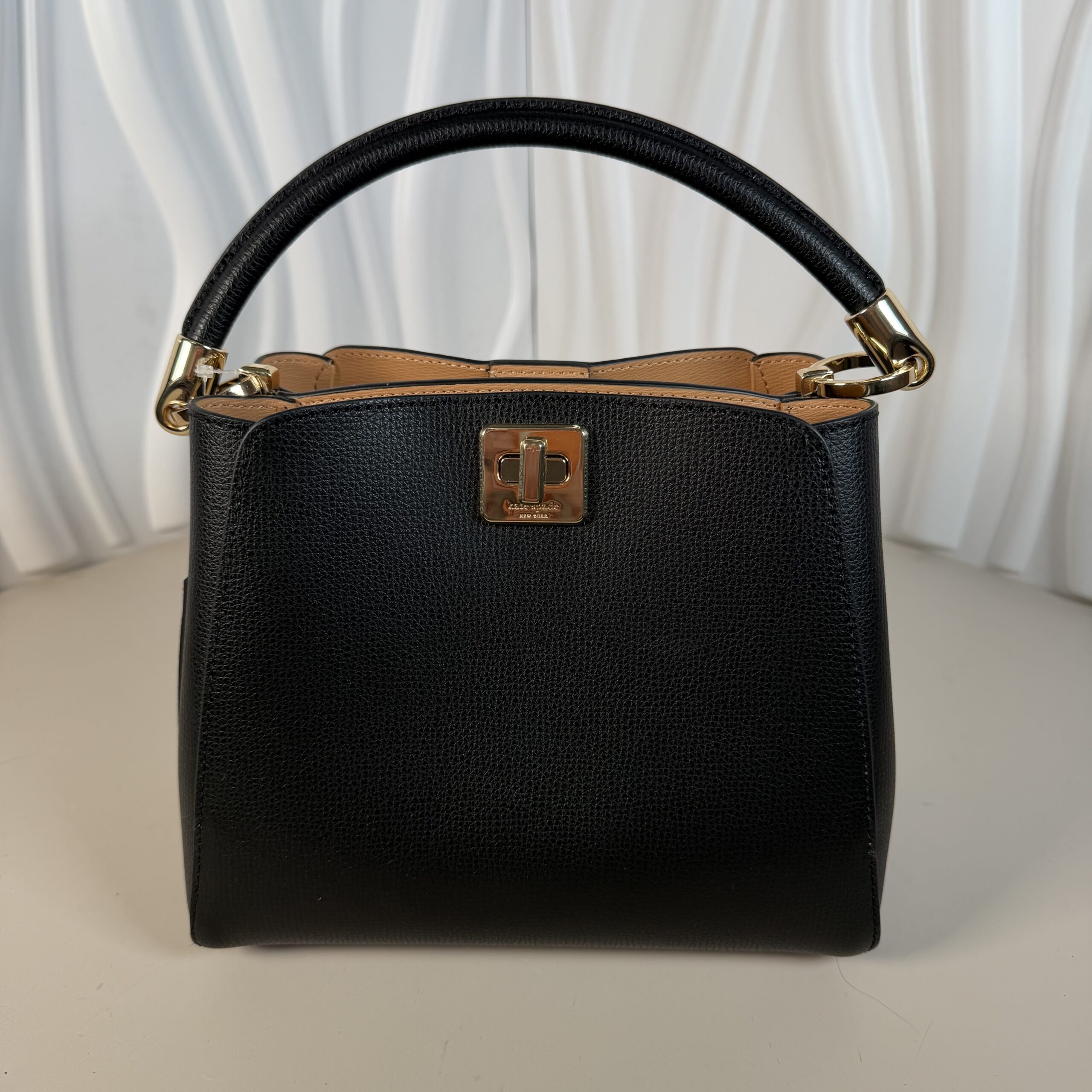 Kate Spade Phoebe Small Top Handle Satchel in Black Refined Grain Leather
