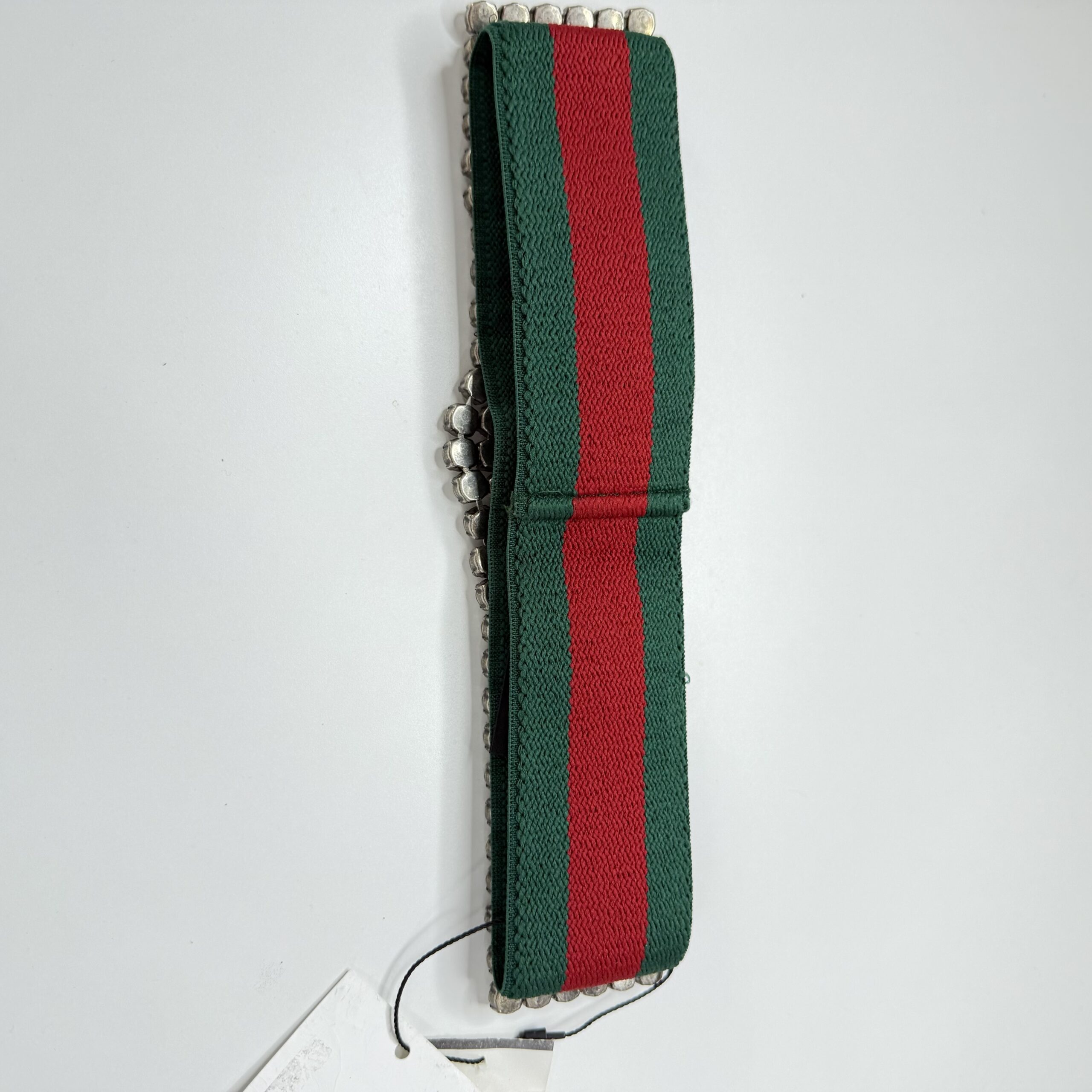 Gucci Crystal-Embellished Web Stretch Headband - Green & Red Signature Web Size M/57 - Image 3