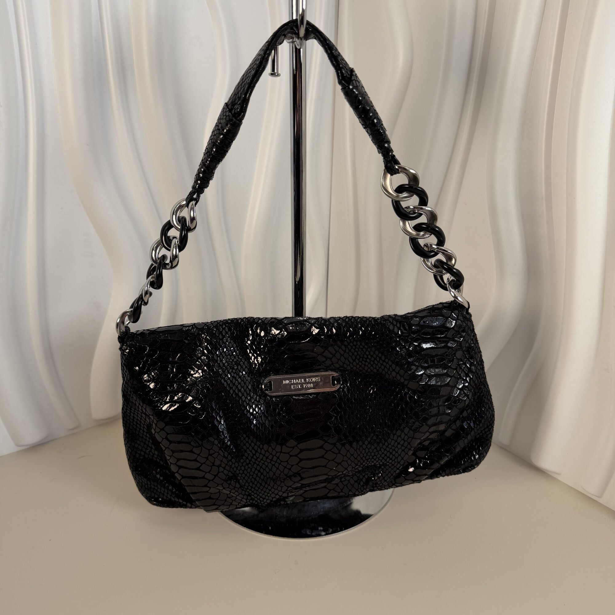 Michael Kors Rare Vintage Metallic Python ID Chain Bag - Image 2