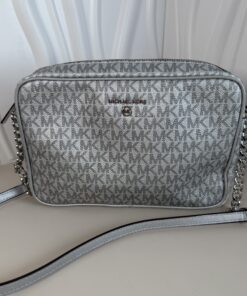 Michael Kors Jet Set Large East/West Crossbody Bag - Metallic Silver Signature Logo
