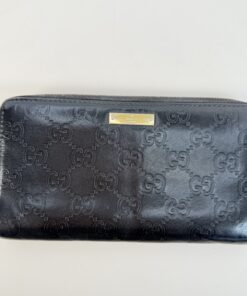 Gucci Guccissima Leather Zip Around Wallet in black