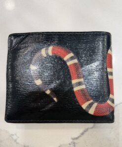 Alternative view of Gucci Kingsnake Print Bifold Wallet in black textured leather