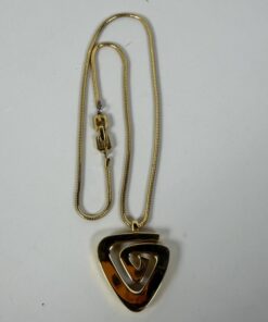 Vintage 1976 Givenchy Gold-Plated Modernist Geometric Swirl Pendant Necklace