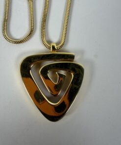 Vintage 1976 Givenchy Gold-Plated Modernist Geometric Swirl Pendant Necklace