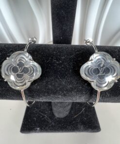 Louis Vuitton Silvertone "A La Folie" Hoop Earrings