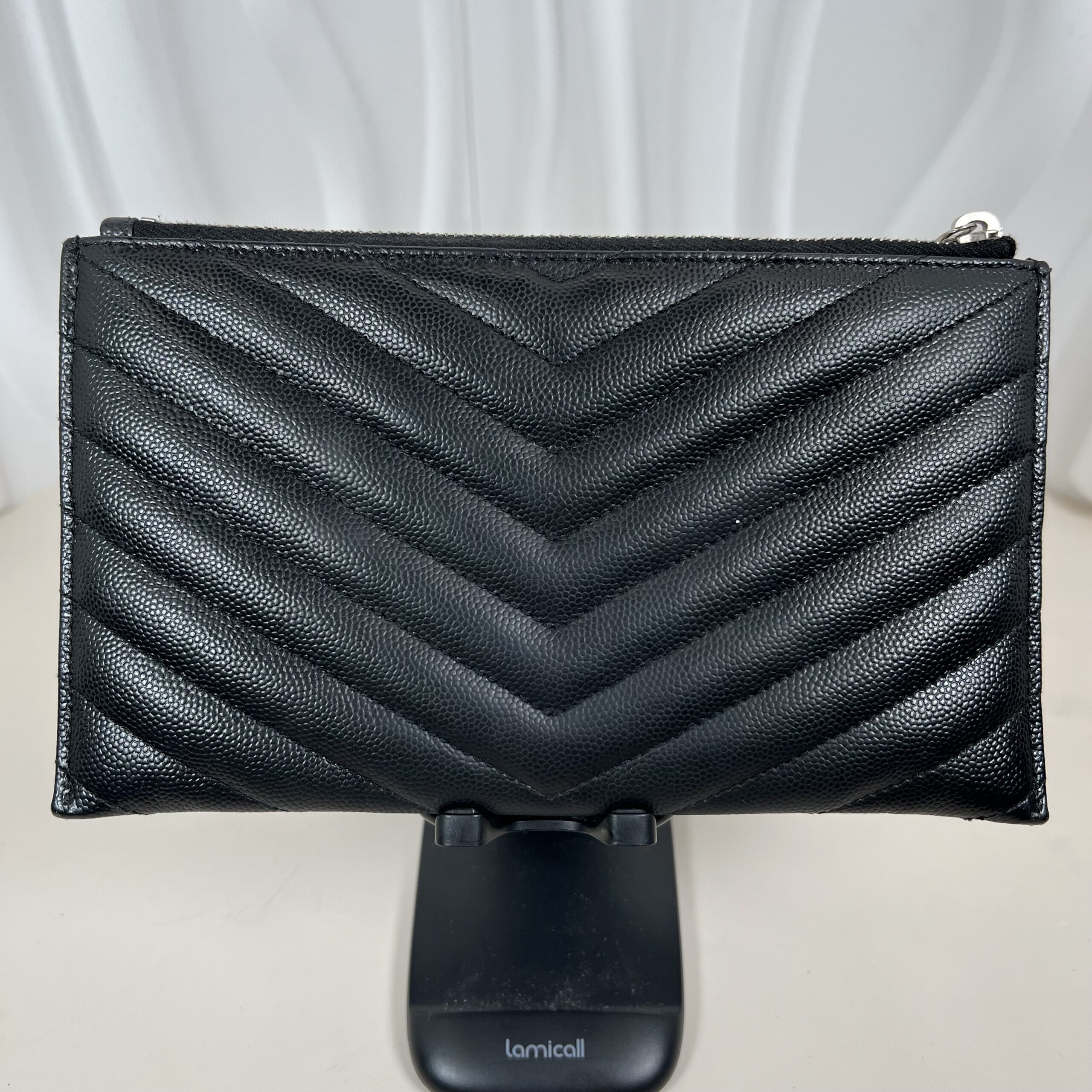 Saint Laurent Grain De Poudre Chevron Monogram Bill Pouch - Image 2