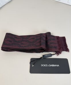 Dolce & Gabbana Bordeaux 100% Silk Crown Chili Scarf NWT