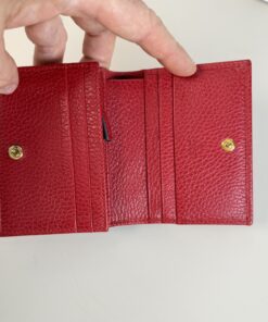 Gucci GG Marmont Pebbled Leather Compact Wallet in Hibiscus Red - Image 3