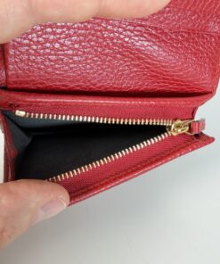 Gucci GG Marmont Pebbled Leather Compact Wallet in Hibiscus Red - Image 4