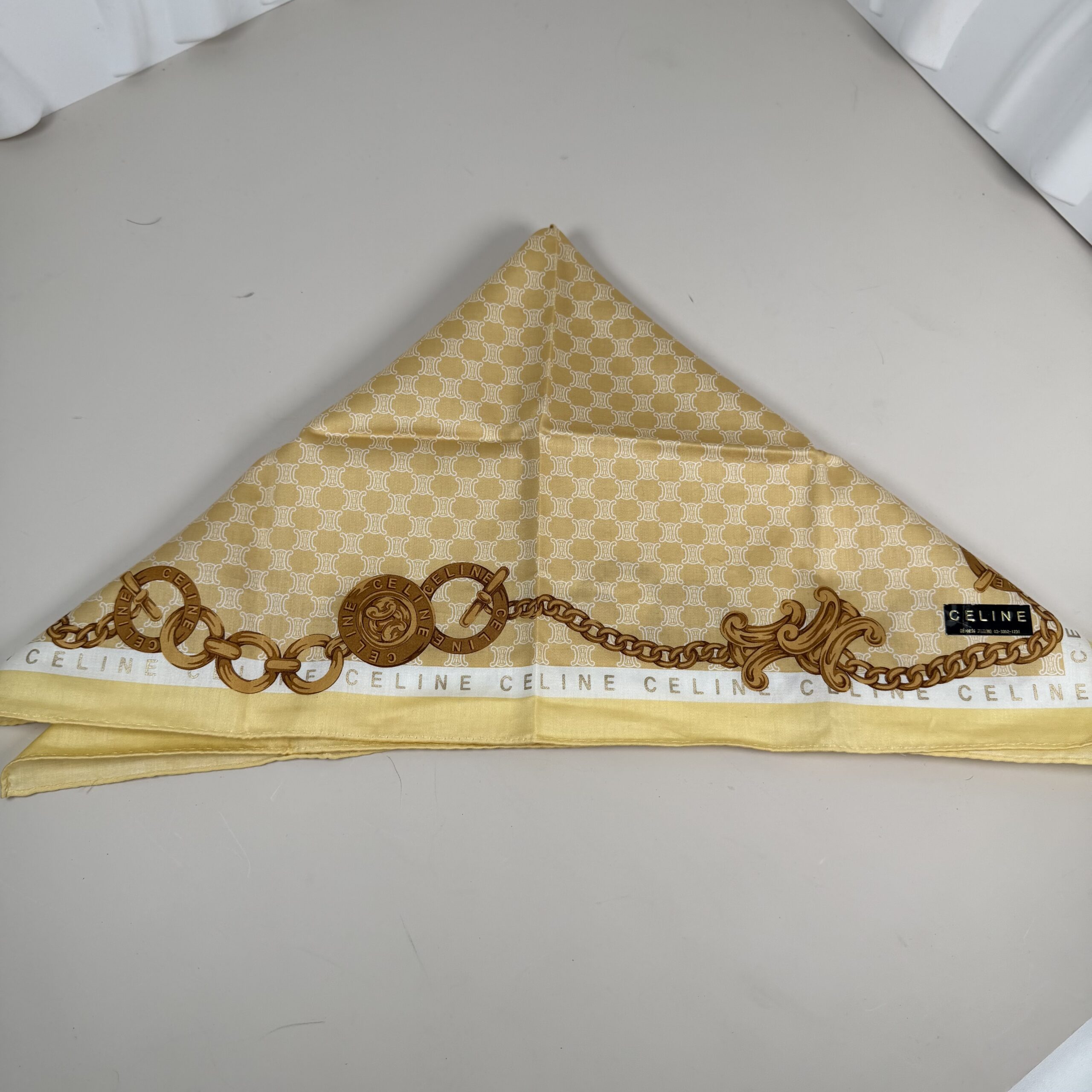 CELINE Gold Chain Print Handkerchief / Scarf 19 in x 19 in - Image 2