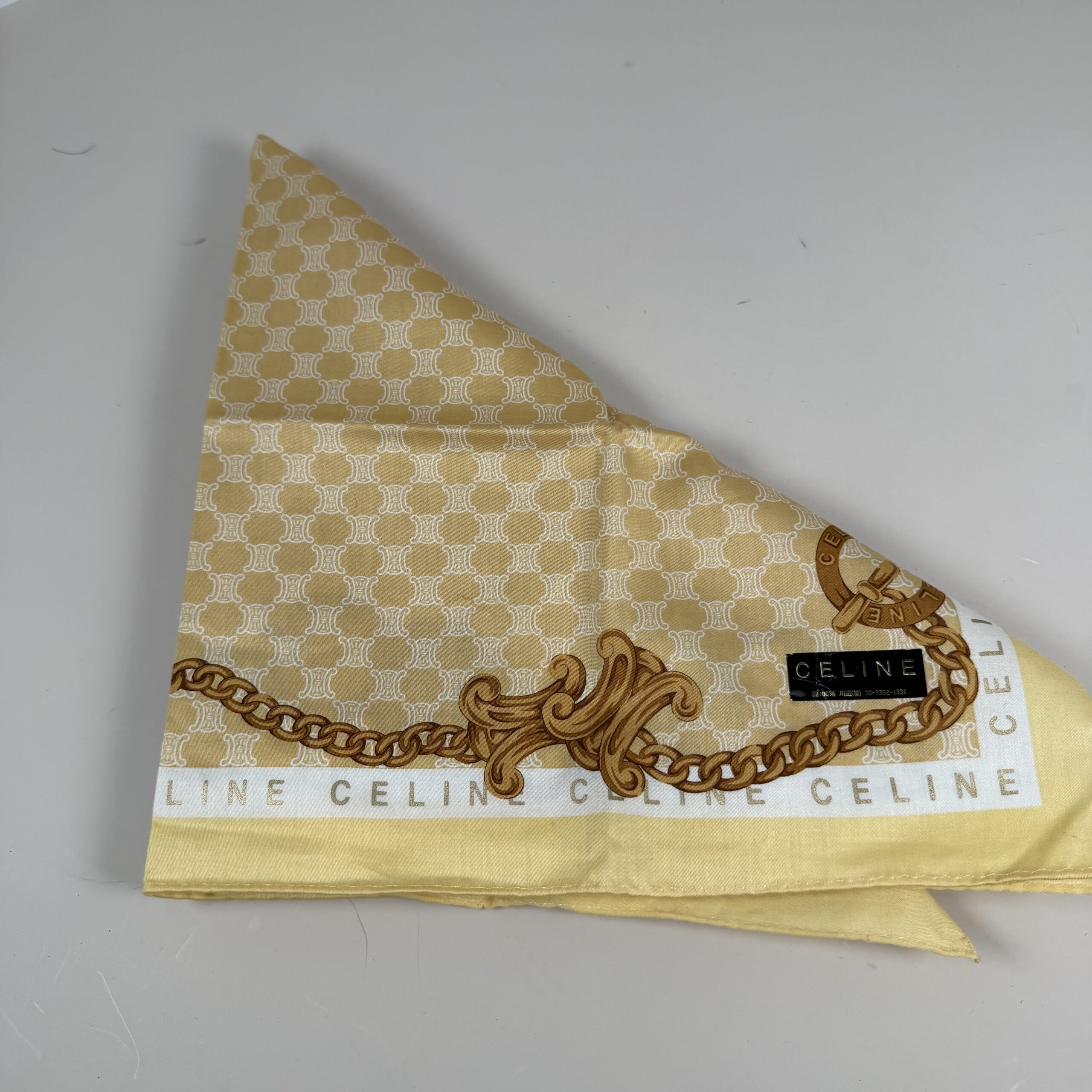CELINE Gold Chain Print Handkerchief / Scarf 19 in x 19 in - Image 3