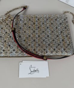 Christian Louboutin Loubiposh Spike Metallic Raffia Clutch