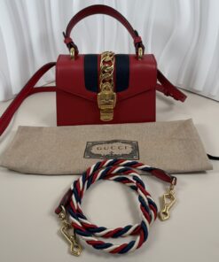 Alternative view of Gucci Sylvie Mini Top Handle Bag in Hibiscus Red