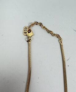 Christian Dior Vintage Necklace in Gold-Tone Herringbone-Style Chain - Image 3