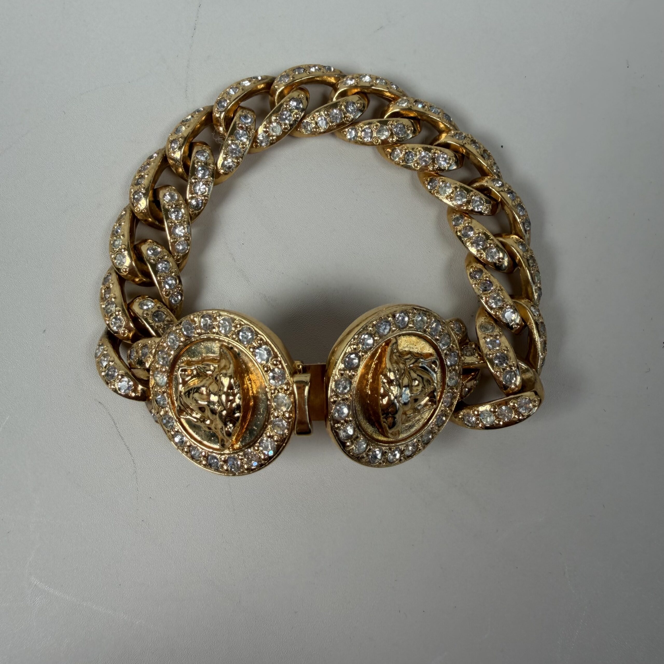 Versace Vintage Cuban Link Medusa Head Coin Bracelet 8 inch