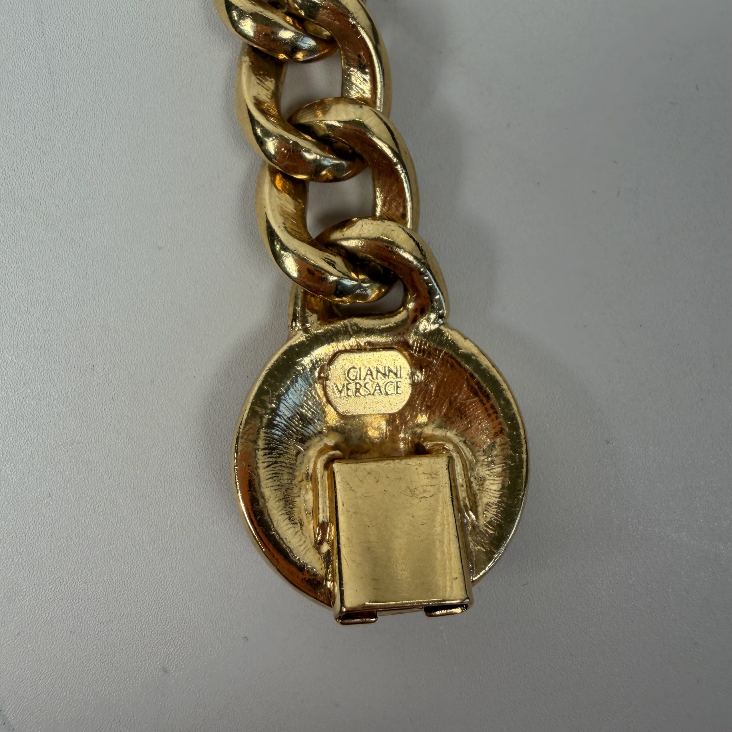 Versace Vintage Cuban Link Medusa Head Coin Bracelet 8 inch - Image 3