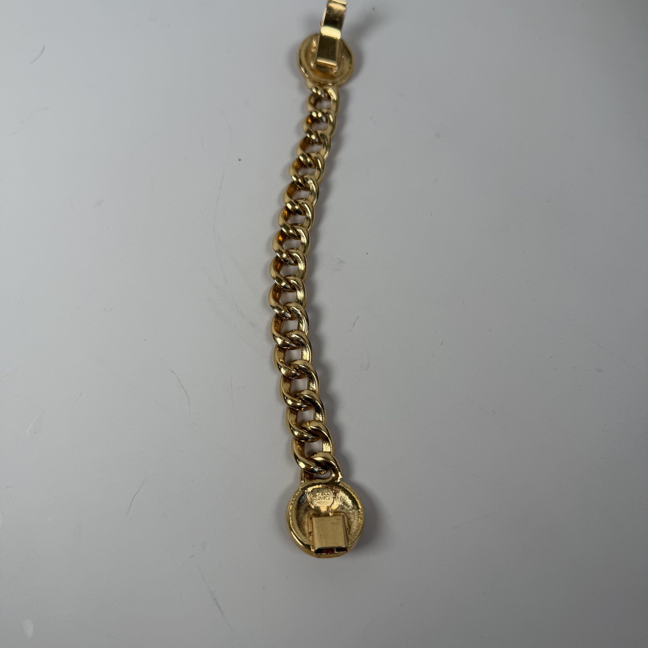 Versace Vintage Cuban Link Medusa Head Coin Bracelet 8 inch - Image 4