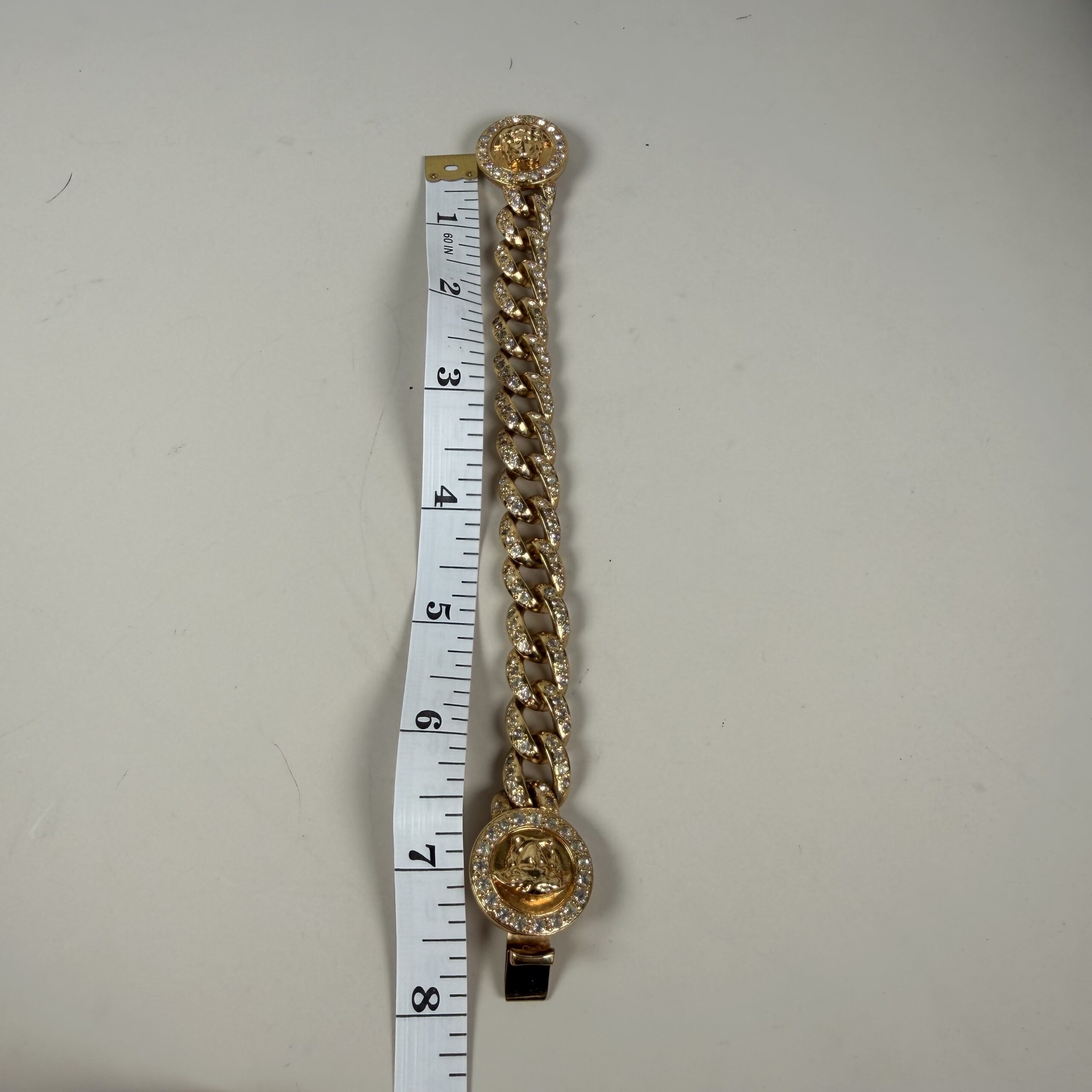Versace Vintage Cuban Link Medusa Head Coin Bracelet 8 inch - Image 6