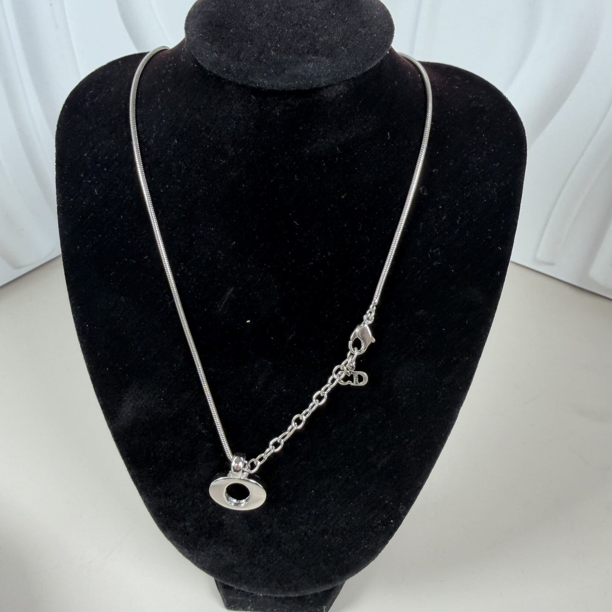 Christian Dior Silver-Tone Orb Pendant Necklace - Image 2