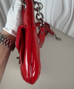 Coach Poppy Liquid Gloss Quilted Shoulder Bag in cherry red patent leather - Image 4