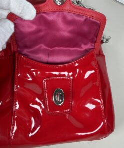 Coach Poppy Liquid Gloss Quilted Shoulder Bag in cherry red patent leather - Image 5