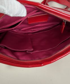 Coach Poppy Liquid Gloss Quilted Shoulder Bag in cherry red patent leather - Image 8