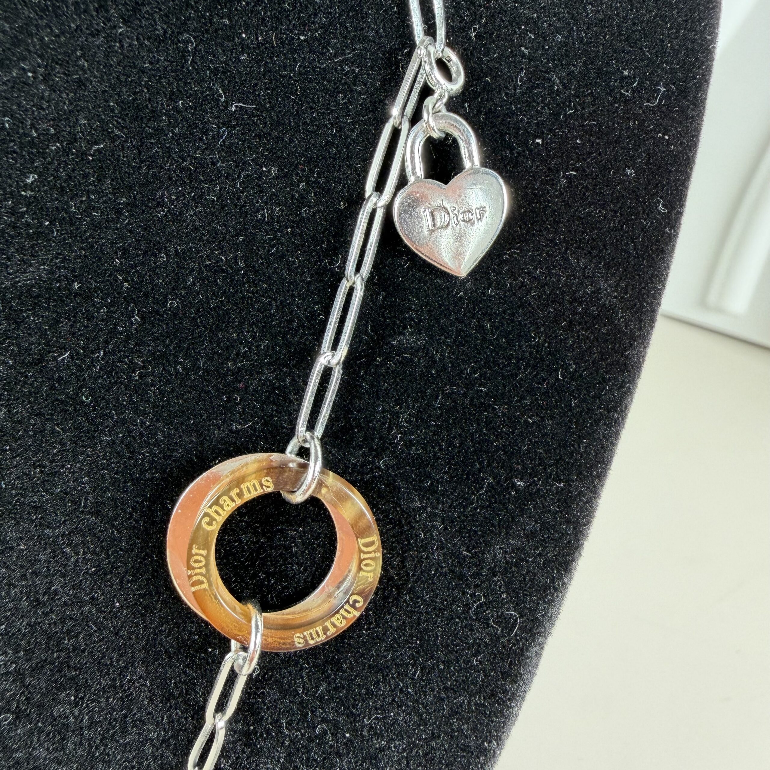 Christian Dior Charm / Multi-pendant necklace with Paperclip chain - Image 3