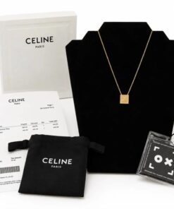 CELINE Paris Gold-Finish Alphabet 'X' Cube Pendant Necklace – Full Set