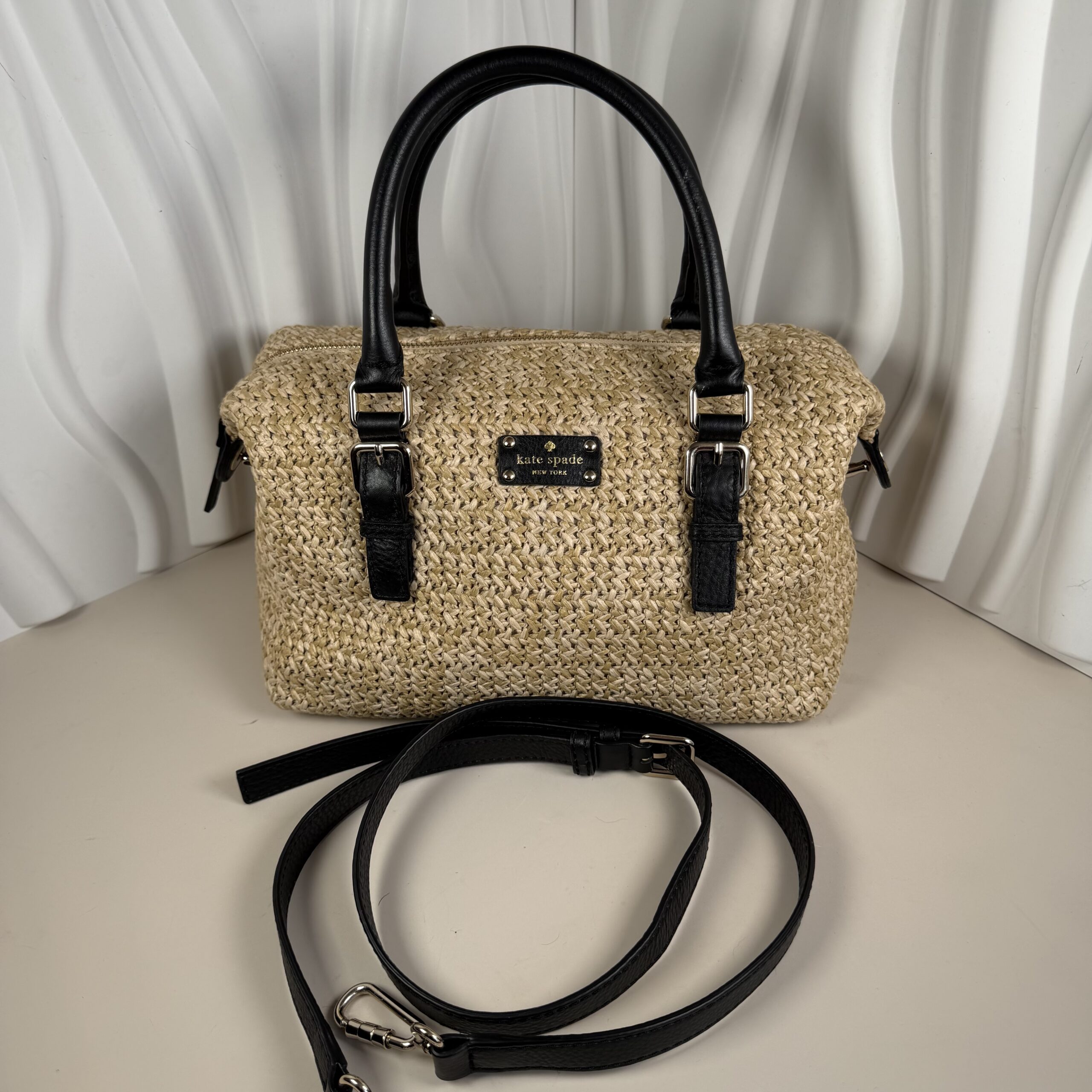 Kate Spade New York Straw & Leather Satchel