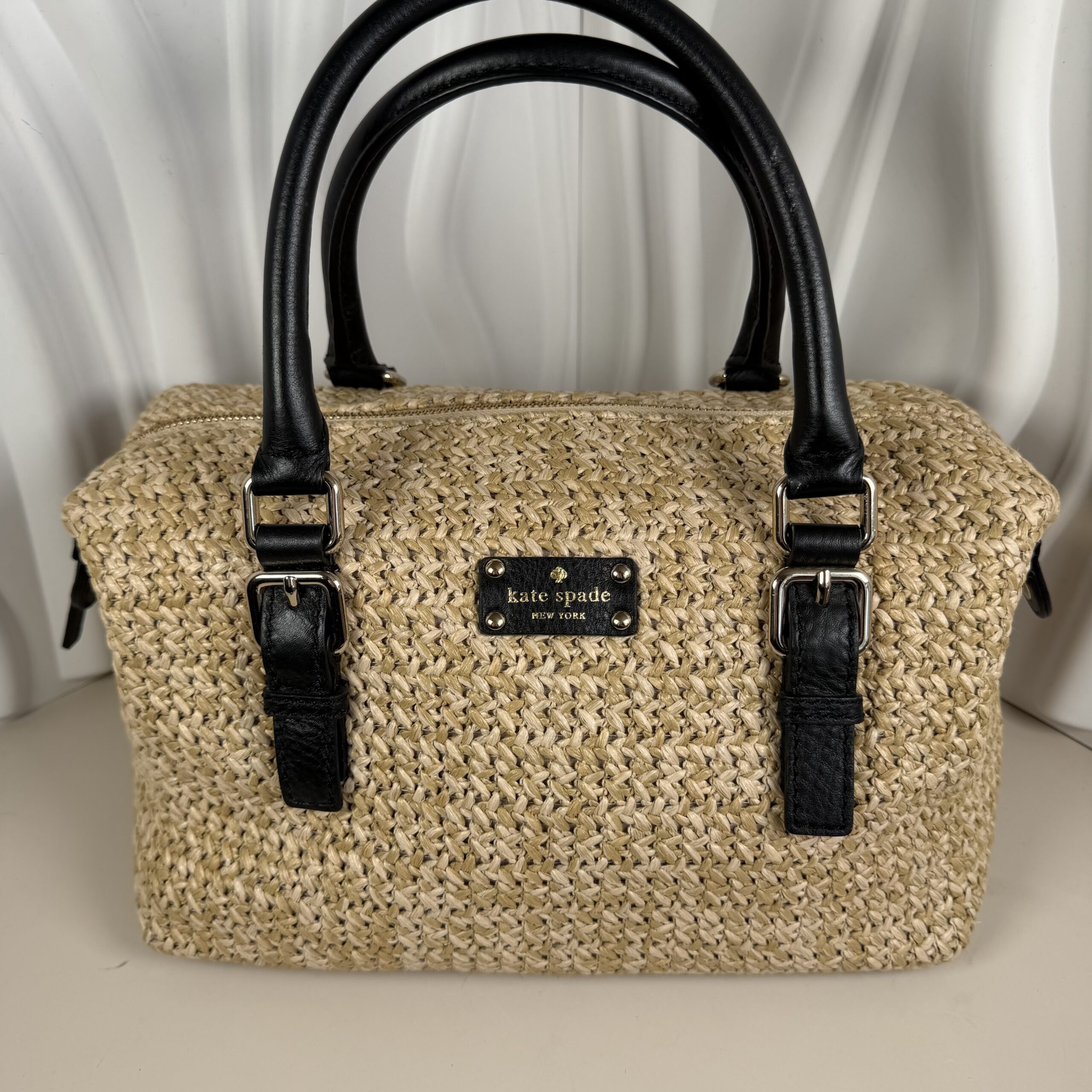 Kate Spade New York Straw & Leather Satchel - Image 2