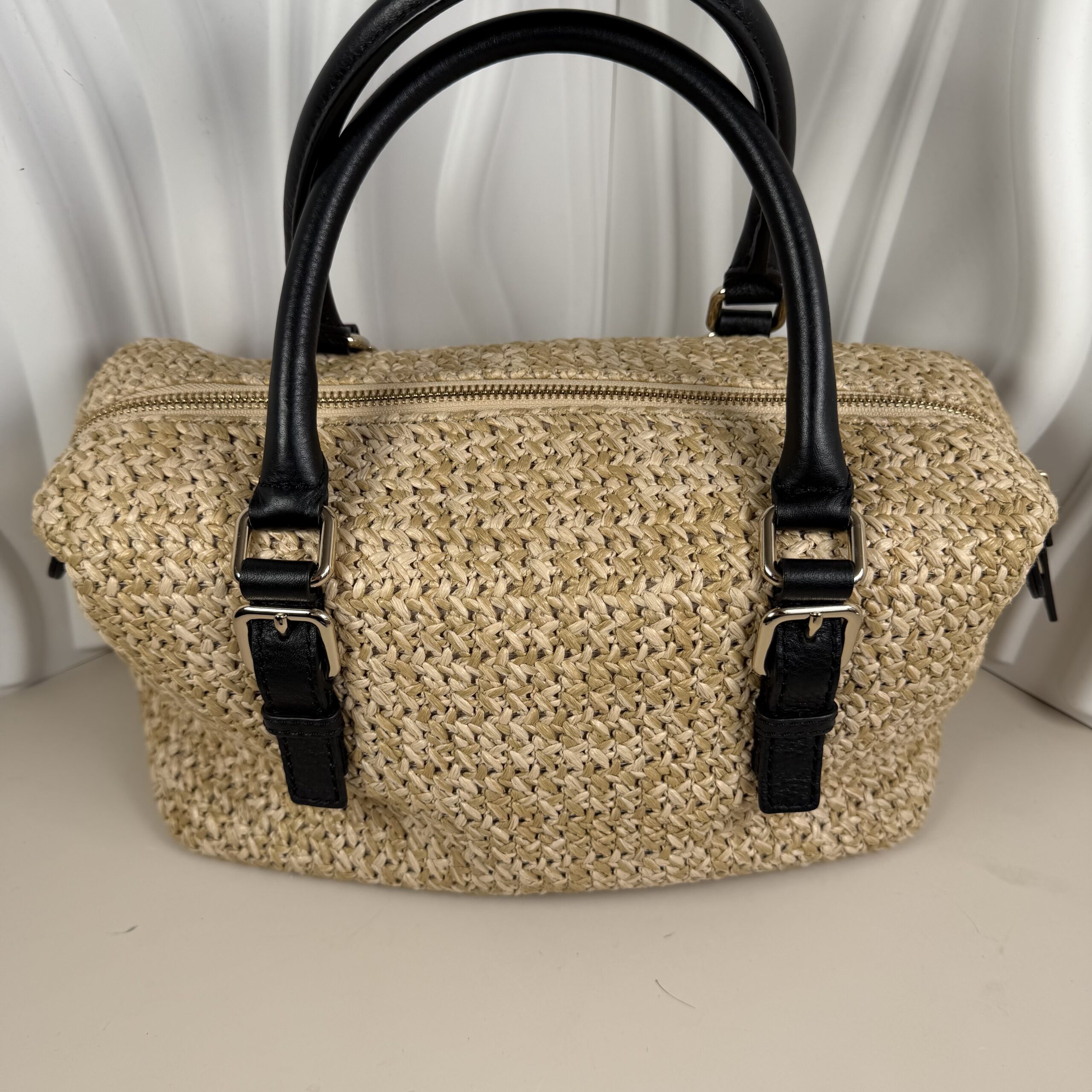 Kate Spade New York Straw & Leather Satchel - Image 3