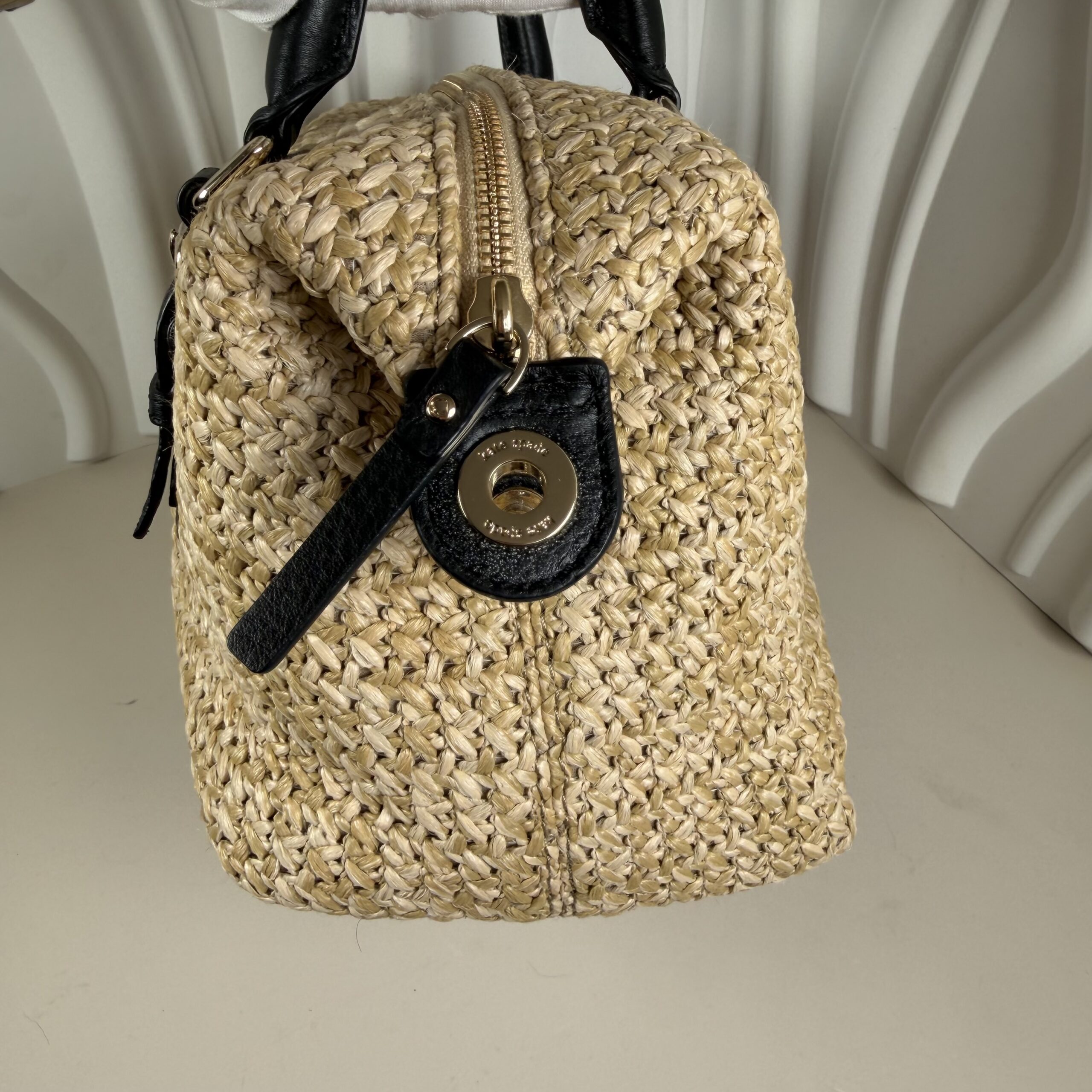 Kate Spade New York Straw & Leather Satchel - Image 4
