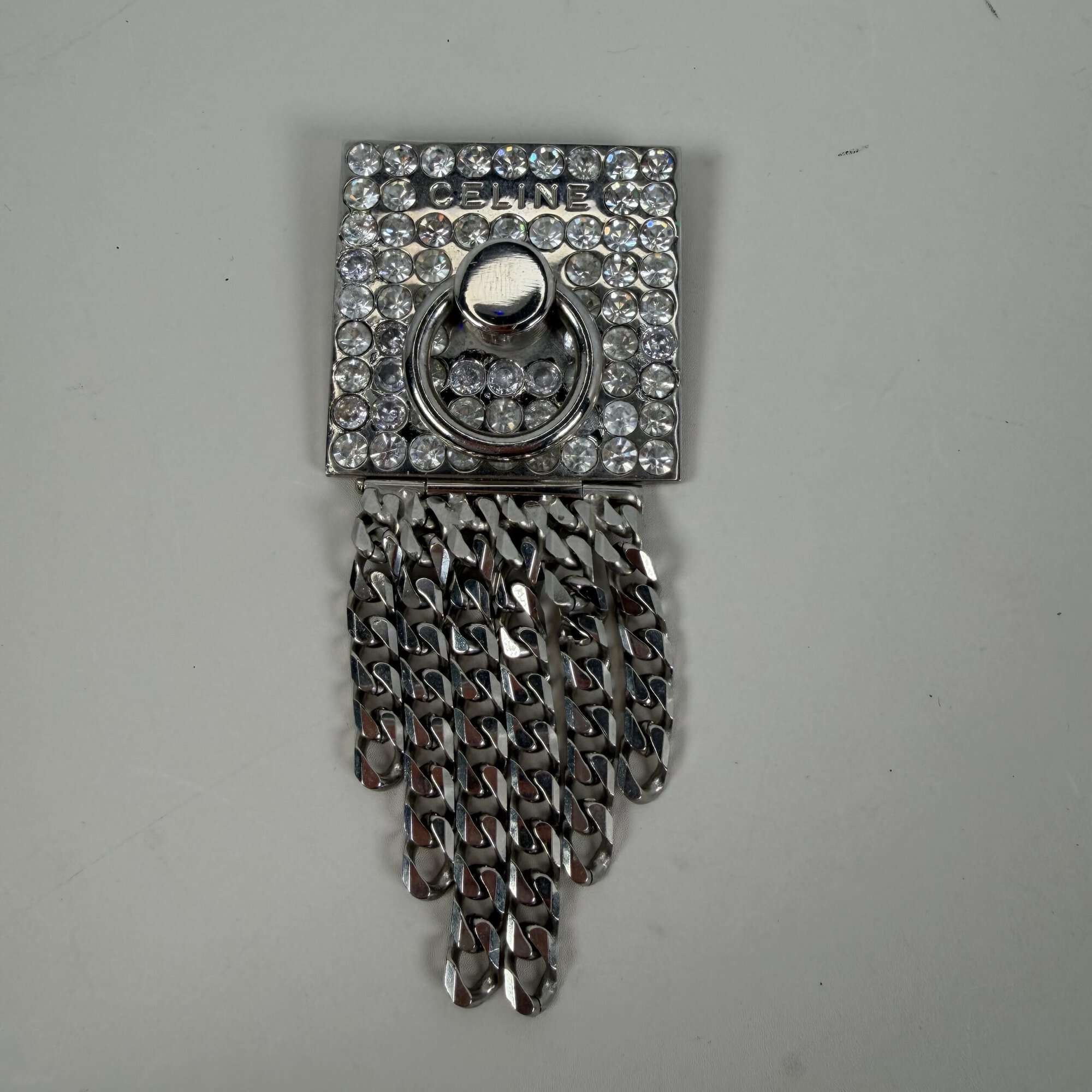 Celine Paris Pave Rhinestone Door Knocker Brooch
