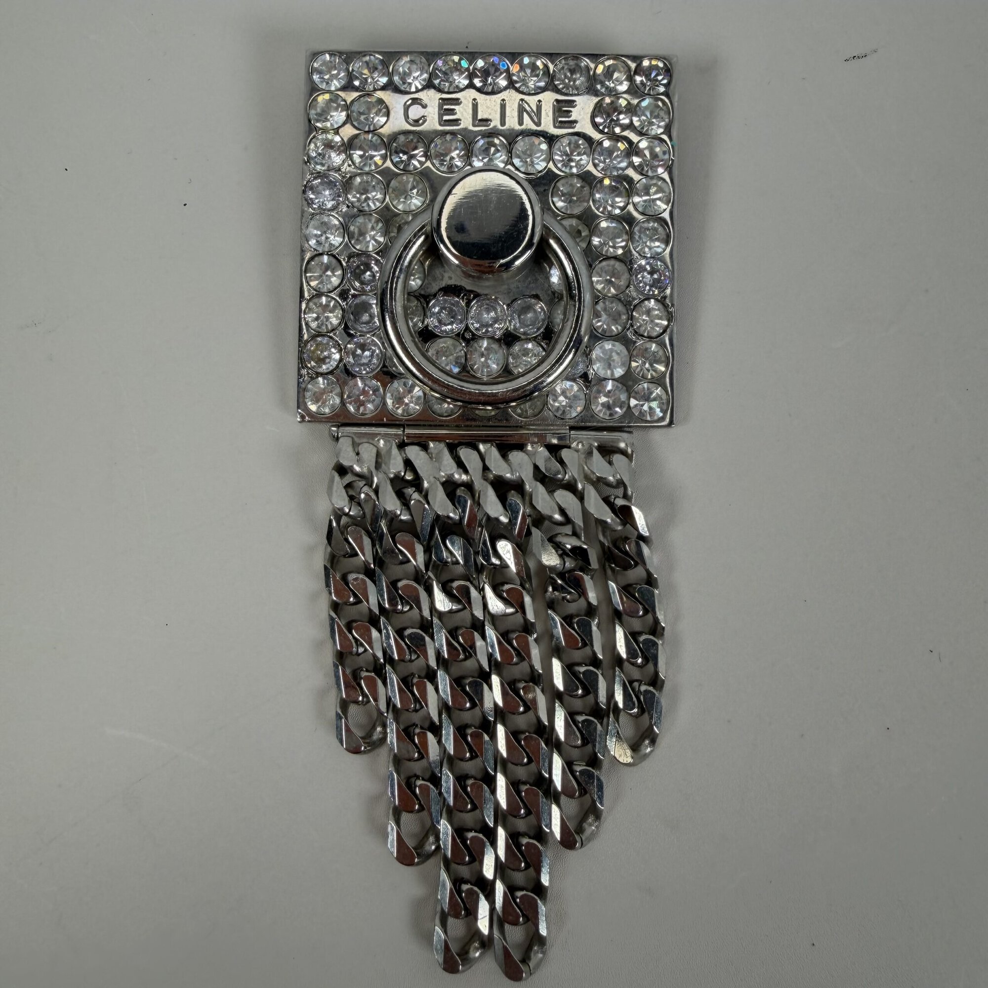 Celine Paris Pave Rhinestone Door Knocker Brooch image 2