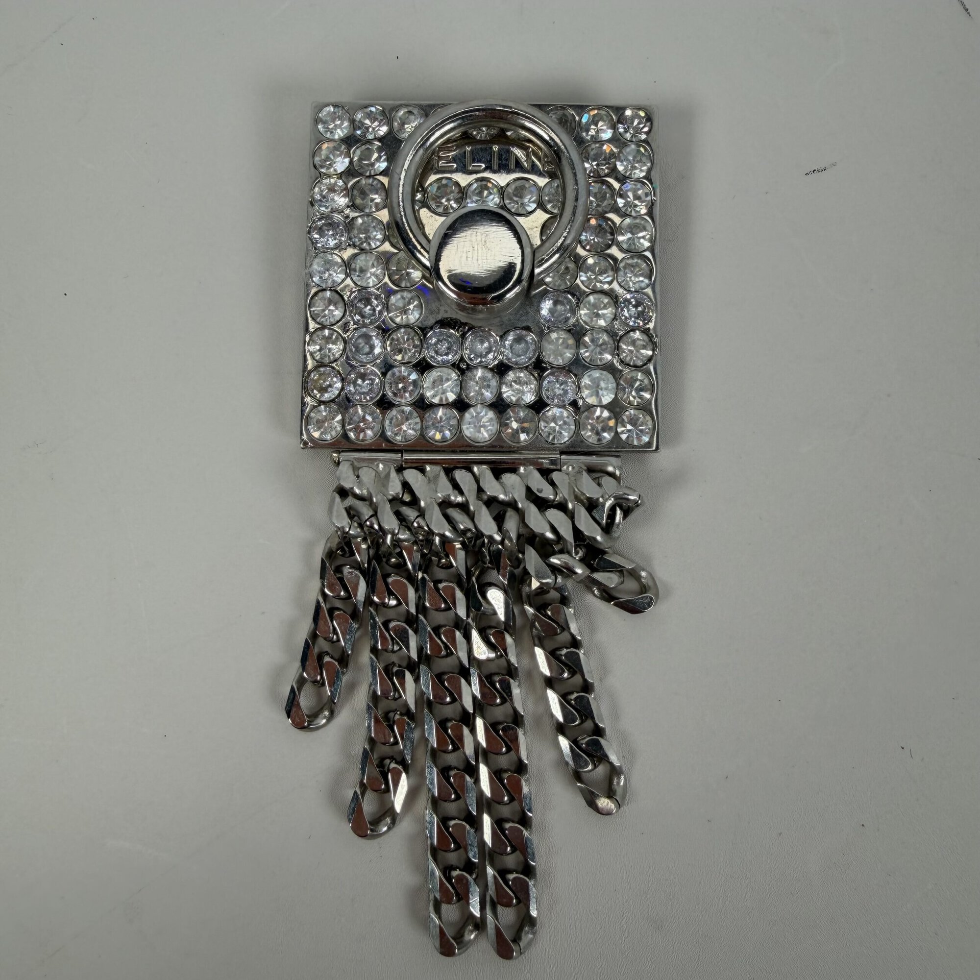 Celine Paris Pave Rhinestone Door Knocker Brooch image 3
