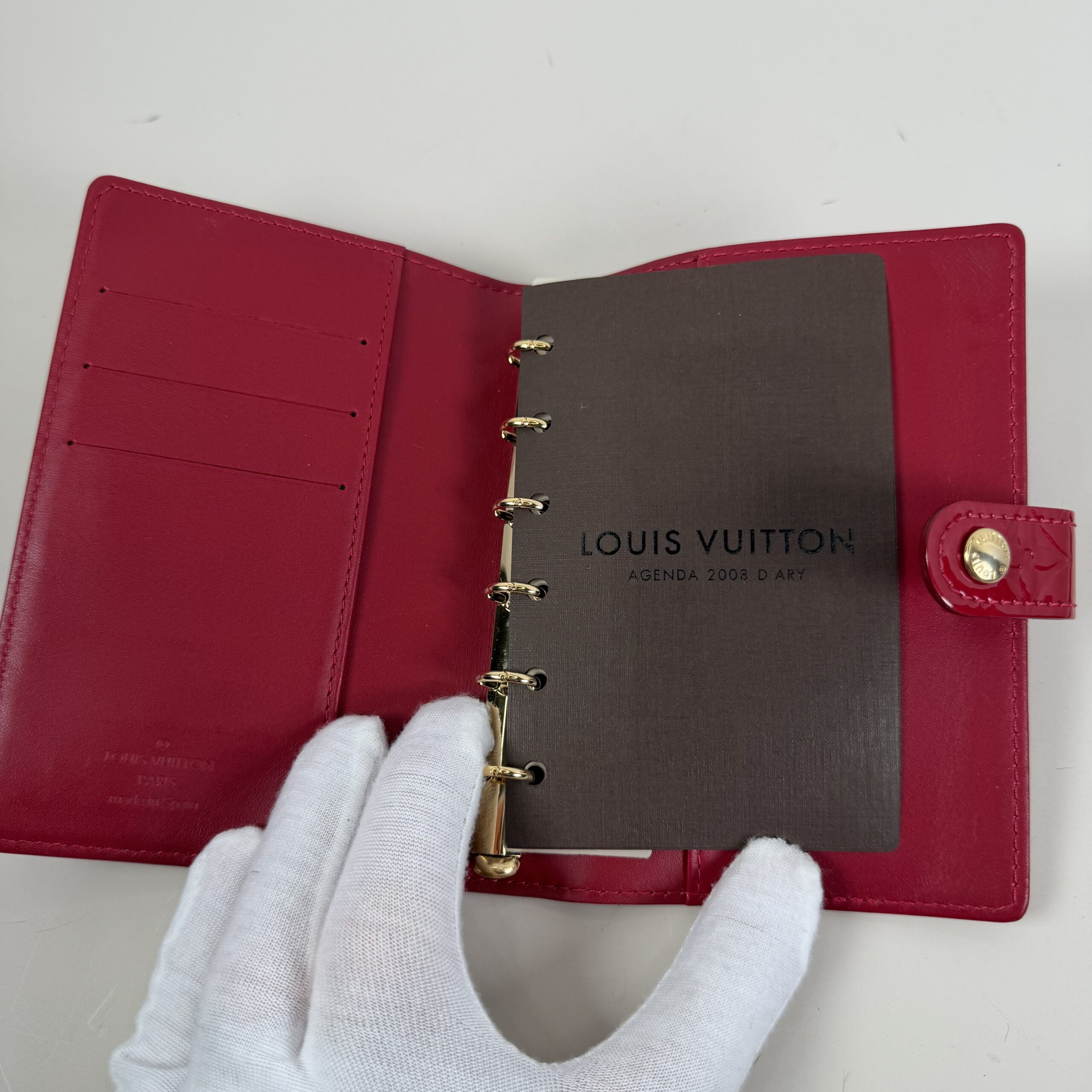 Louis Vuitton Monogram Vernis Agenda PM in the vibrant Pomme D'Amour (Apple of Love) shade - Image 6
