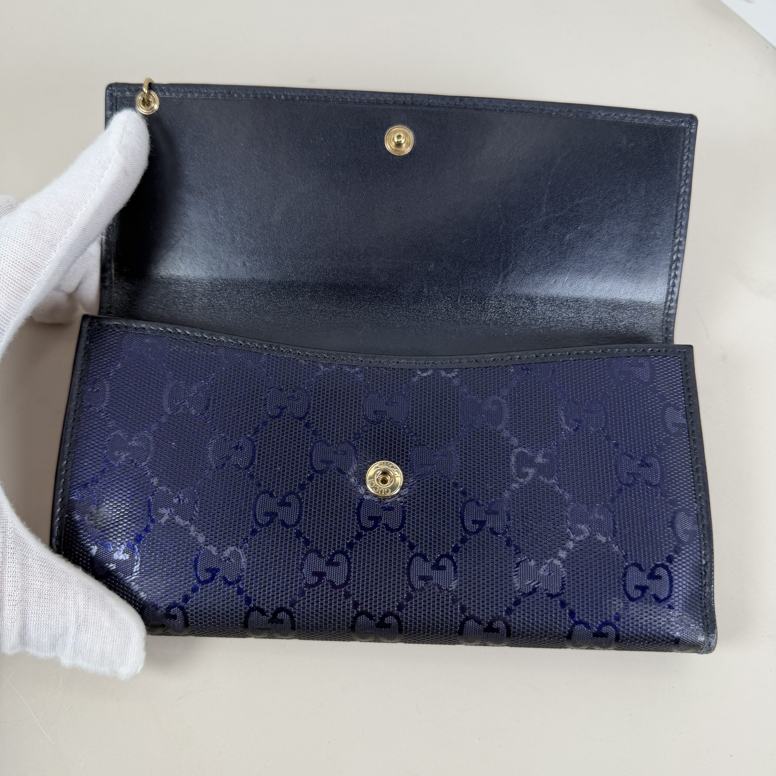 Gucci GG Imprime Long Continental Wallet in navy blue - Image 6