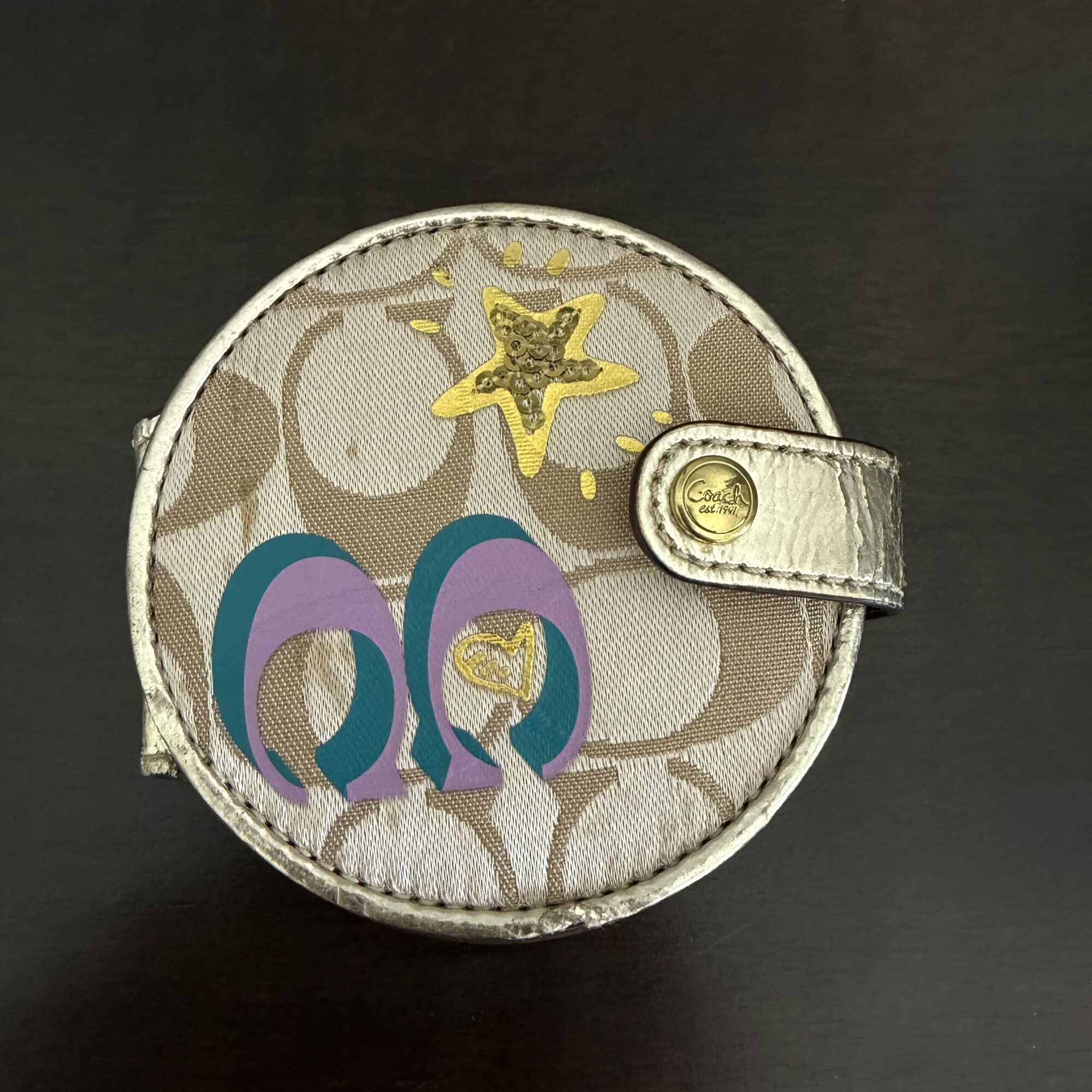Coach Poppy Graffiti Round Coin Pouch